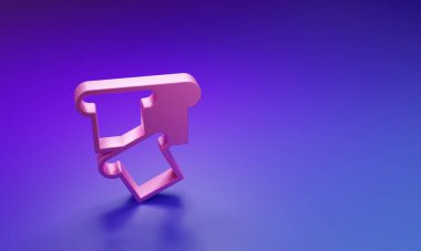 Mor-mavi arka planda izole edilmiş kızarmış kızarmış ekmek ikonu için pembe ekmek tostu. Öğle yemeği, akşam yemeği, kahvaltı atıştırmalığı. Minimalizm kavramı. 3 Boyutlu resimleme.