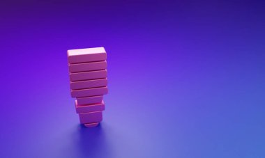 Mor-mavi arkaplanda izole edilmiş pembe LED ampul simgesi. Ekonomik LED ışıklı ampul. Enerji lambasını sakla. Minimalizm kavramı. 3 Boyutlu resimleme.