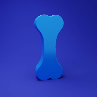 Mavi Köpek kemiği ikonu mavi arkaplanda izole edilmiş. Besin sembolü. Minimalizm kavramı. 3 Boyutlu resimleme.