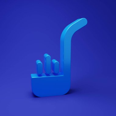 Mavi Mutfak kepçesi simgesi mavi arkaplanda izole edilmiş. Mutfak aletleri. Çatal kaşık tabelası. Minimalizm kavramı. 3 Boyutlu resimleme.