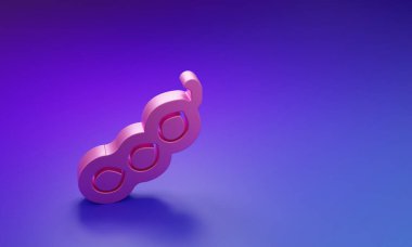 Mor-mavi arkaplanda izole edilmiş pembe bezelye ikonu. Minimalizm kavramı. 3 Boyutlu resimleme.