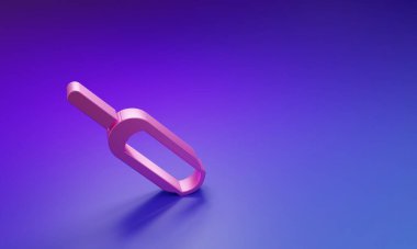 Mor-mavi arka planda izole edilmiş pembe kepçe un ikonu. Minimalizm kavramı. 3 Boyutlu resimleme.