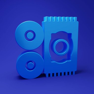 Mavi geleneksel halı kültürü Ramazan Arap kutlama ikonu mavi arka planda izole edilmiş. Minimalizm kavramı. 3 Boyutlu resimleme.