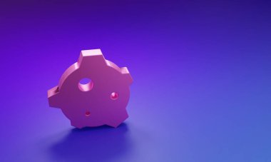 Mor-mavi arkaplanda izole edilmiş pembe Asteroid simgesi. Minimalizm kavramı. 3 Boyutlu resimleme.