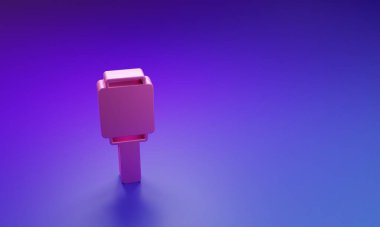 Pembe RKG 3 tanksavar el bombası ikonu mor-mavi arka planda izole edildi. Minimalizm kavramı. 3 Boyutlu resimleme.