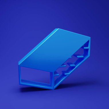 Mavi Tırnak dosya simgesi mavi arkaplanda izole edildi. Manikür aleti. Minimalizm kavramı. 3 Boyutlu resimleme.