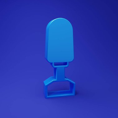 Mavi arka planda izole edilmiş manikür ikonu için Blue Milling kesicisi. Manikür için bir cihaz. Manikür aletleri. Minimalizm kavramı. 3 Boyutlu resimleme.