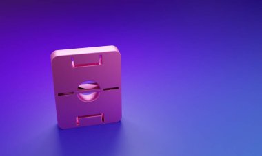 Mor-mavi arka planda izole edilmiş pembe futbol ya da futbol sahası ikonu. Minimalizm kavramı. 3 Boyutlu resimleme.