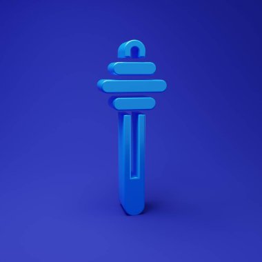 Mavi Bal Çubuğu simgesi mavi arkaplanda izole edildi. Tatlı kepçe. Minimalizm kavramı. 3 Boyutlu resimleme.