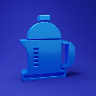 Mavi Fransız basın simgesi mavi arkaplanda izole edildi. Minimalizm kavramı. 3 Boyutlu resimleme.