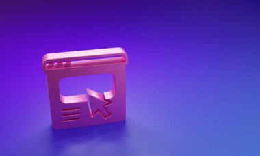 Mor-mavi arkaplanda izole edilmiş Pembe UI veya UX tasarım simgesi. Minimalizm kavramı. 3 Boyutlu resimleme.