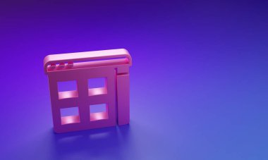 Pembe Tarayıcı dosya simgesi mor-mavi arkaplanda izole edildi. Minimalizm kavramı. 3 Boyutlu resimleme.