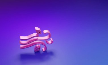 Pembe Rüzgar simgesi mor-mavi arkaplanda izole edildi. Rüzgarlı bir hava. Minimalizm kavramı. 3 Boyutlu resimleme.