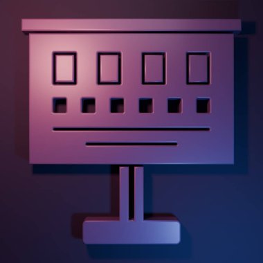 Mor-mavi arka planda Mor Göz test çizelgesi simgesi izole edildi. Optalmik çalışmada görme testi için bir poster. Snellen çizelgesi. Minimalizm kavramı. 3 Boyutlu resimleme.