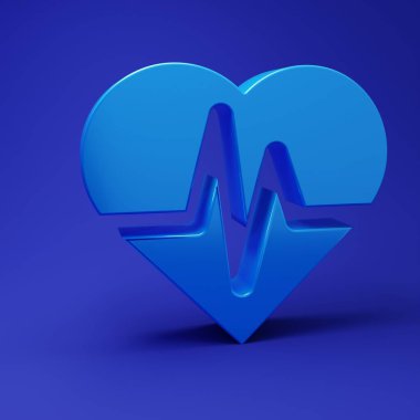 Mavi sağlık sigortası ikonu mavi arka planda izole edildi. Hasta koruması. Güvenlik, güvenlik, koruma, konsept koruma. Minimalizm kavramı. 3 Boyutlu resimleme.