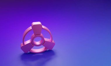 Mor-mavi arka planda izole edilmiş pembe araba motor vantilatör ikonu. Minimalizm kavramı. 3 Boyutlu resimleme.