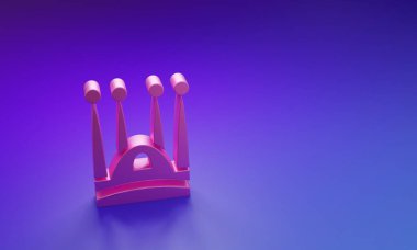 Barcelona 'daki Pembe Sagrada Familia Katedrali, İspanya ikonu mor-mavi arka planda izole edilmiş. Minimalizm kavramı. 3 Boyutlu resimleme.