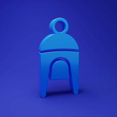 Mavi Kış şapka simgesi mavi arkaplanda izole edildi. Minimalizm kavramı. 3 Boyutlu resimleme.