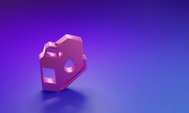 Mor-mavi arkaplanda izole edilmiş pembe yazıcı mürekkep kartuşu simgesi. Minimalizm kavramı. 3 Boyutlu resimleme.