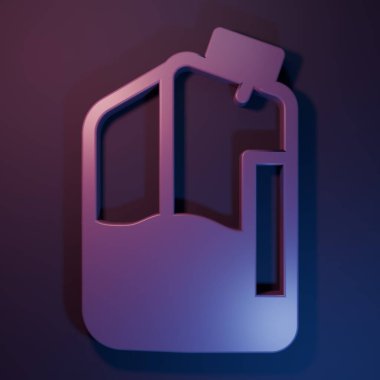 Mor baskılı mürekkep şişesi ikonu mor-mavi arka planda izole edilmiş. Minimalizm kavramı. 3 Boyutlu resimleme.