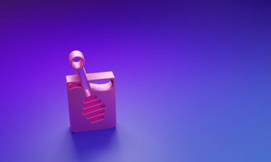 Pembe Bal Çubuğu simgesi mor-mavi arkaplanda izole edilmiş. Tatlı kepçe. Minimalizm kavramı. 3 Boyutlu resimleme.