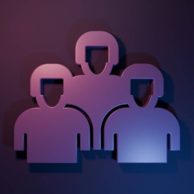Purple Team of baseball players icon isolated on purple-blue background. Minimalism concept. 3D render illustration.