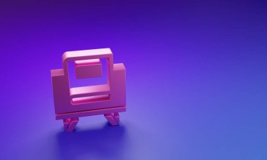 Mor-mavi arka planda izole edilmiş Pembe kutsal Kuran ikonu. Müslüman bayramı, Kurban Bayramı, Kurban Bayramı, Ramazan Kareem. Minimalizm kavramı. 3 Boyutlu resimleme.