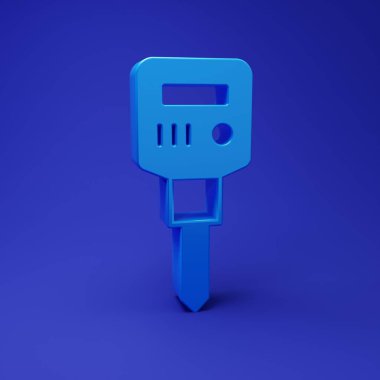 Mavi Yapı kaya matkabı ikonu mavi arka planda izole edildi. Minimalizm kavramı. 3 Boyutlu resimleme.