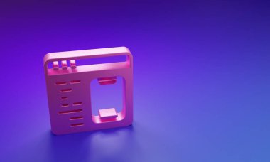 Pembe Yazılım, web geliştirici programlama kodu simgesi mor-mavi arkaplanda izole edilmiş. Program kodunun rastgele bilgisayar betiği parçalarını Javascript et. Minimalizm kavramı. 3 Boyutlu resimleme.