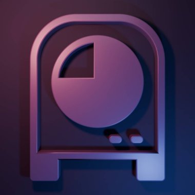 Mor Mutfak zamanlayıcı simgesi mor-mavi arkaplanda izole edildi. Mutfak aletleri. Minimalizm kavramı. 3 Boyutlu resimleme.