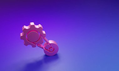 Mor-mavi arkaplanda Pembe Zamanlama Kemerleri simgesi izole edildi. Minimalizm kavramı. 3 Boyutlu resimleme.