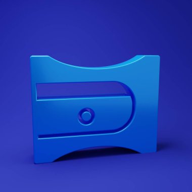 Mavi kalem açacağı simgesi mavi arkaplanda izole edildi. Minimalizm kavramı. 3 Boyutlu resimleme.