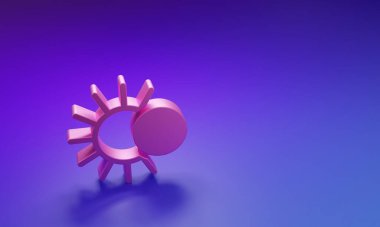 Mor-mavi arkaplanda izole edilmiş güneş tutulması simgesi. Tam sonar tutulması. Minimalizm kavramı. 3 Boyutlu resimleme.