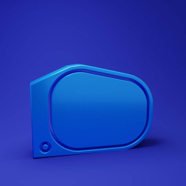 Mavi Araba ayna ikonu mavi arkaplanda izole edildi. Minimalizm kavramı. 3 Boyutlu resimleme.