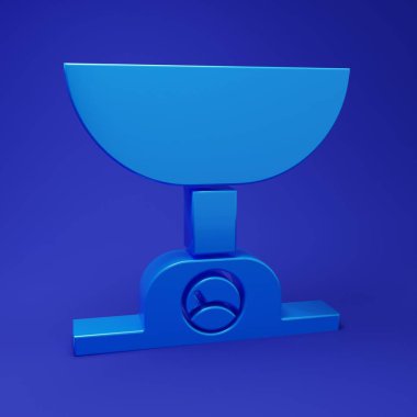 Mavi Elektronik Ölçek simgesi mavi arkaplanda izole edildi. Ağırlık ölçüm aletleri. Minimalizm kavramı. 3 Boyutlu resimleme.