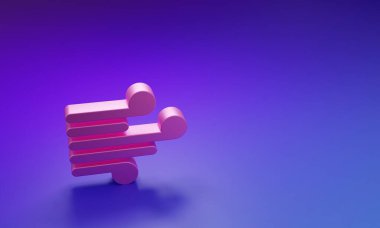 Pembe Rüzgar simgesi mor-mavi arkaplanda izole edildi. Rüzgarlı bir hava. Minimalizm kavramı. 3 Boyutlu resimleme.