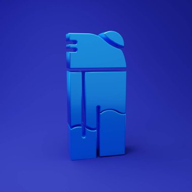 Mavi arkaplanda mavi ışıklı simge izole edildi. Minimalizm kavramı. 3 Boyutlu resimleme.