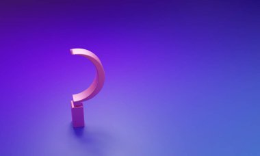 Mor-mavi arkaplanda izole edilmiş pembe şiş simgesi. Kanca işaretini topluyorum. Minimalizm kavramı. 3 Boyutlu resimleme.