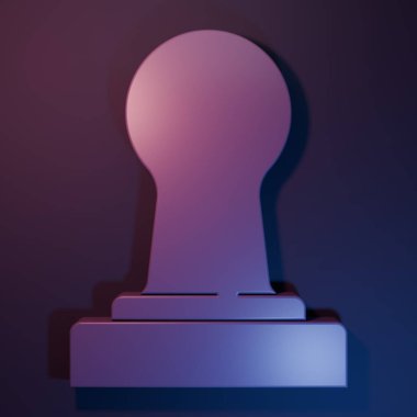 Mor kahve karıştırıcı ikonu mor-mavi arka planda izole edilmiş. Minimalizm kavramı. 3 Boyutlu resimleme.