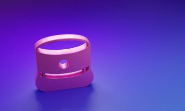 Mor-mavi arkaplanda izole edilmiş pembe Kepi simgesi. Yüzbaşı ordu üniforması başlığı. Tarihsel genel şapka. Minimalizm kavramı. 3 Boyutlu resimleme.