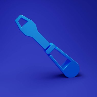 Mavi tornavida simgesi mavi arkaplanda izole edildi. Servis aracı sembolü. Minimalizm kavramı. 3 Boyutlu resimleme.