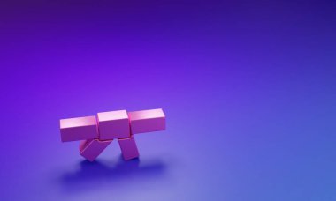 Pembe siyah karate kuşağı ikonu mor-mavi arka planda izole edilmiş. Minimalizm kavramı. 3 Boyutlu resimleme.