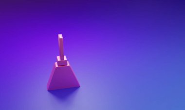 Mor-mavi arkaplanda izole edilmiş pembe Chandelier simgesi. Minimalizm kavramı. 3 Boyutlu resimleme.