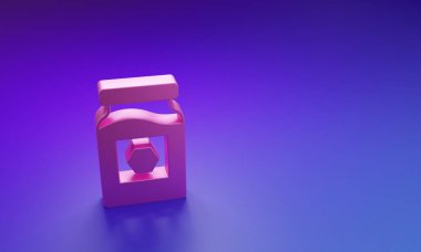 Mor-mavi arkaplanda izole edilmiş pembe kavanoz bal ikonu. Yiyecek bankası. Tatlı doğal gıda sembolü. Minimalizm kavramı. 3 Boyutlu resimleme.