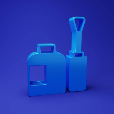 Mavi arka planda mavi oje ikonu var. Minimalizm kavramı. 3 Boyutlu resimleme.