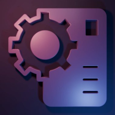 Mor sinirsel ağ simgesi mor-mavi arkaplanda izole edildi. Yapay zeka yapay zekası. Minimalizm kavramı. 3 Boyutlu resimleme.