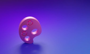 Mor-mavi arkaplanda izole edilmiş pembe palet simgesi. Minimalizm kavramı. 3 Boyutlu resimleme.