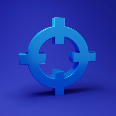Mavi Target spor çekim yarışması ikonu mavi arka planda izole edildi. Atış mesafesi ya da atış mesafesi için sayıları olan temiz bir hedef. Minimalizm kavramı. 3 Boyutlu resimleme.
