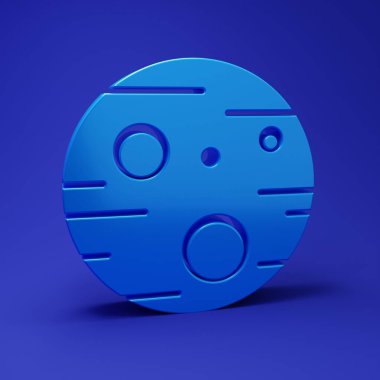 Mavi Gezegen Mars simgesi mavi arkaplanda izole edildi. Minimalizm kavramı. 3 Boyutlu resimleme.