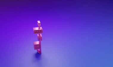 Mor-mavi arkaplanda izole edilmiş pembe Standalone sensör simgesi. Minimalizm kavramı. 3 Boyutlu resimleme.